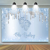 Lofaris Glitter Blue Little Feet Backdrop Baby Shower for Boy